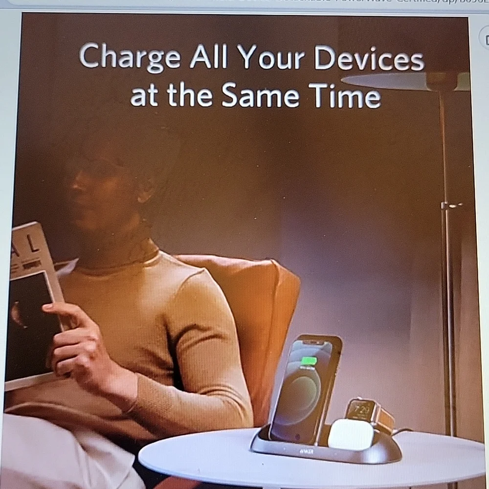 ANKER Power Wave Go multi device wireless charging station MFi 3 in 1 stand New
